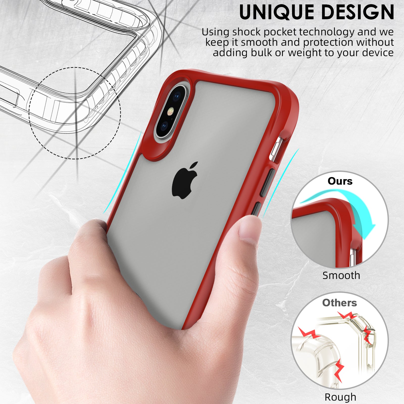 Combat X Mode Series for iPhone XS Max 6.5 inch Case Scratch-proof TPU+PC Cover - Red Combat X Mode Series for iPhone XS Max 6.5 inch Case Scratch-proof TPU+PC Cover - Red